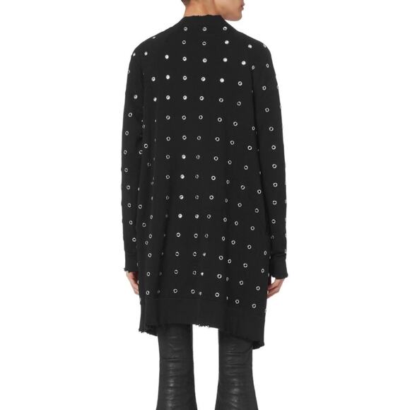 Rta Serge Grommet Cardigan Sweater Womens XS Black Long Sleeve Embellished - Picture 2 of 15